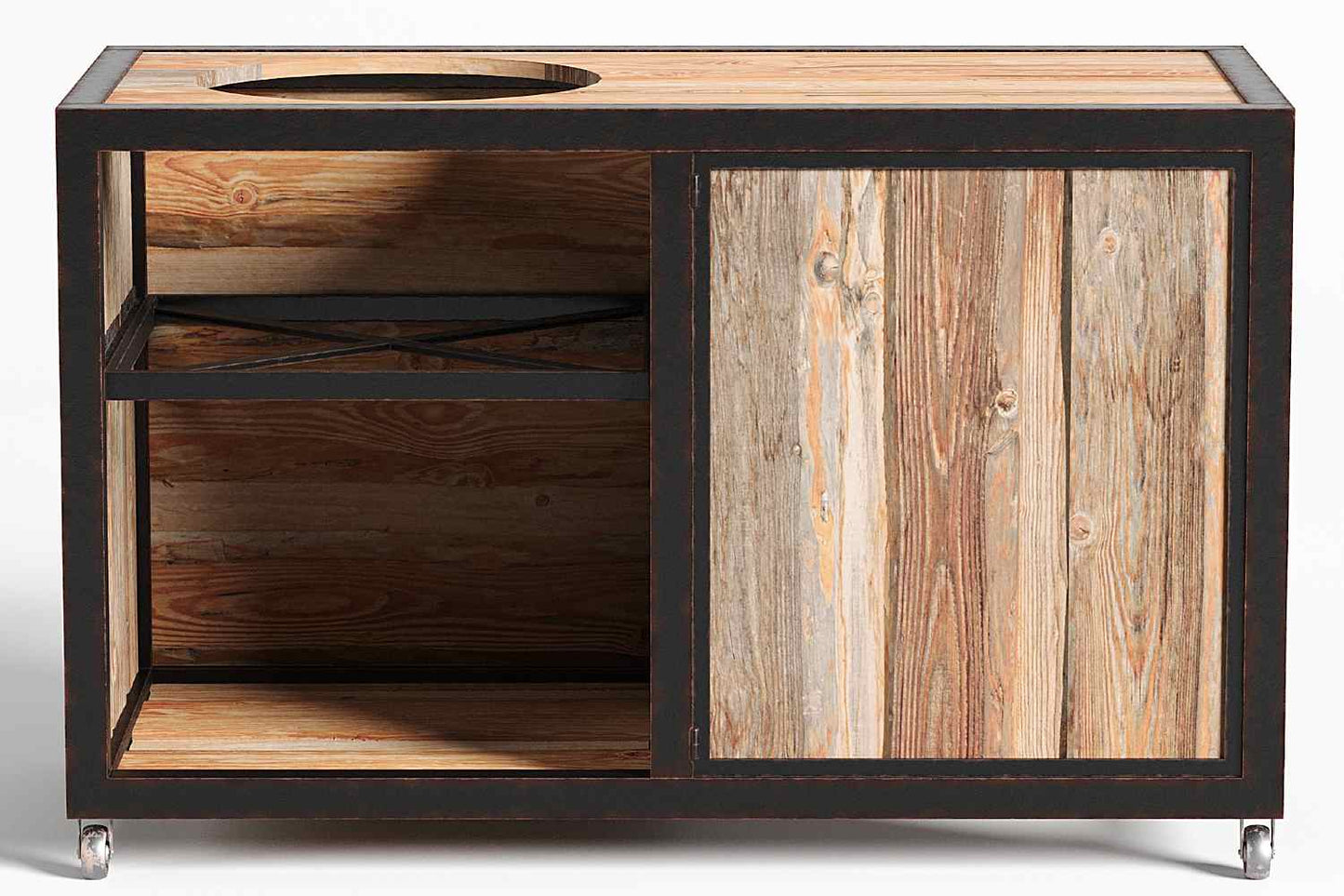 Staal en Gerecycled hout Buitenkeuken double