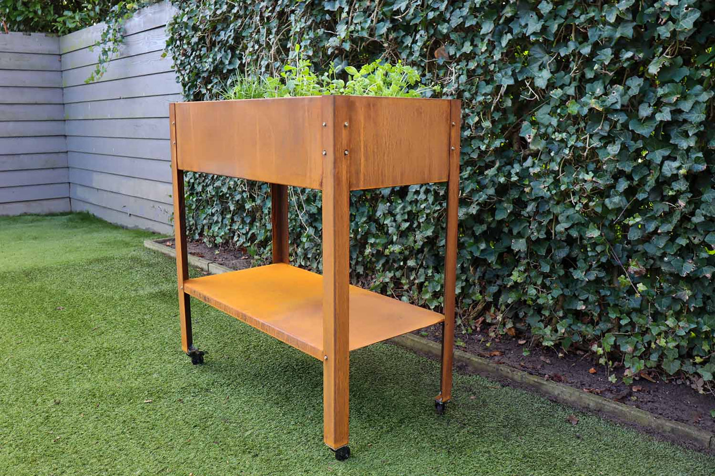 Cortenstalen Kweektafel verrijdbaar