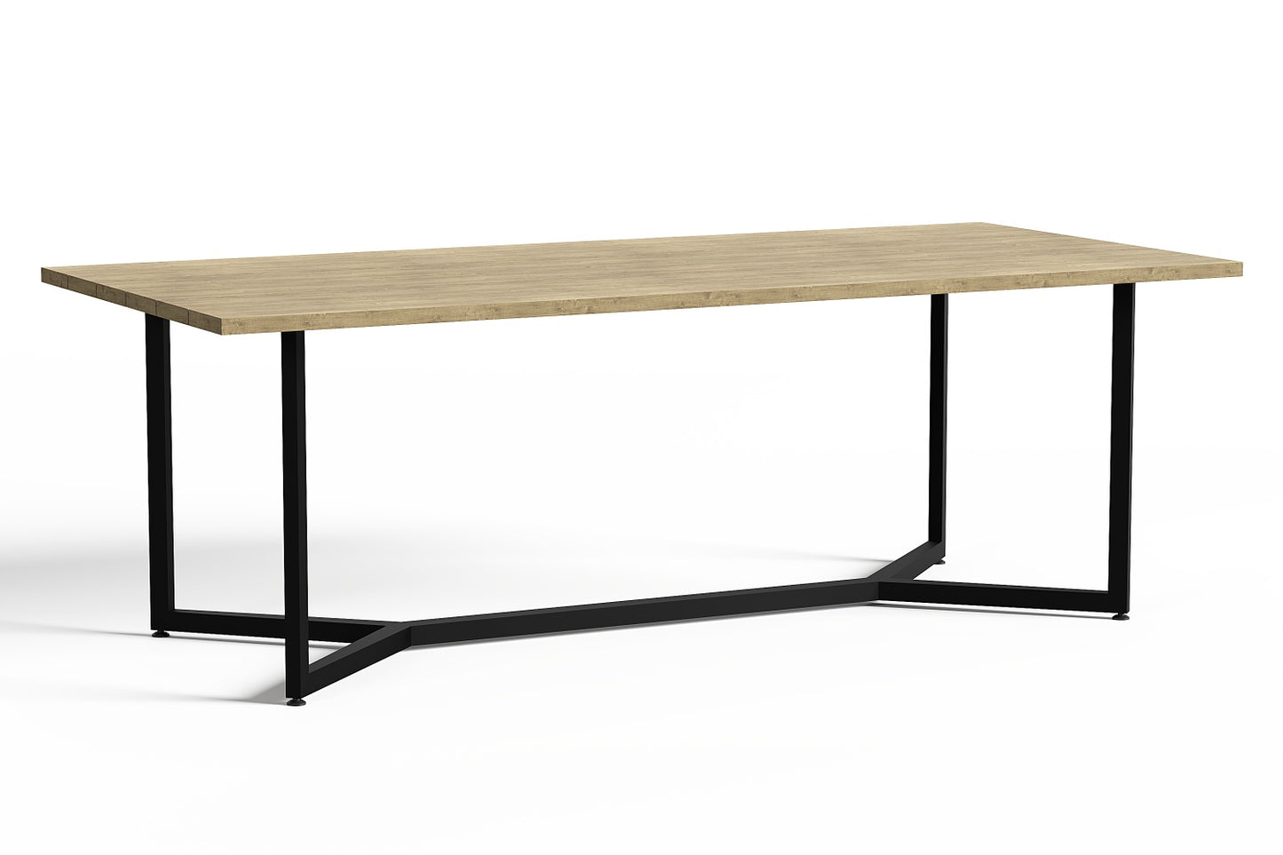 Honeyline rechthoekige tuintafel, eettafel met een houtenblad en zwart stalen frame.