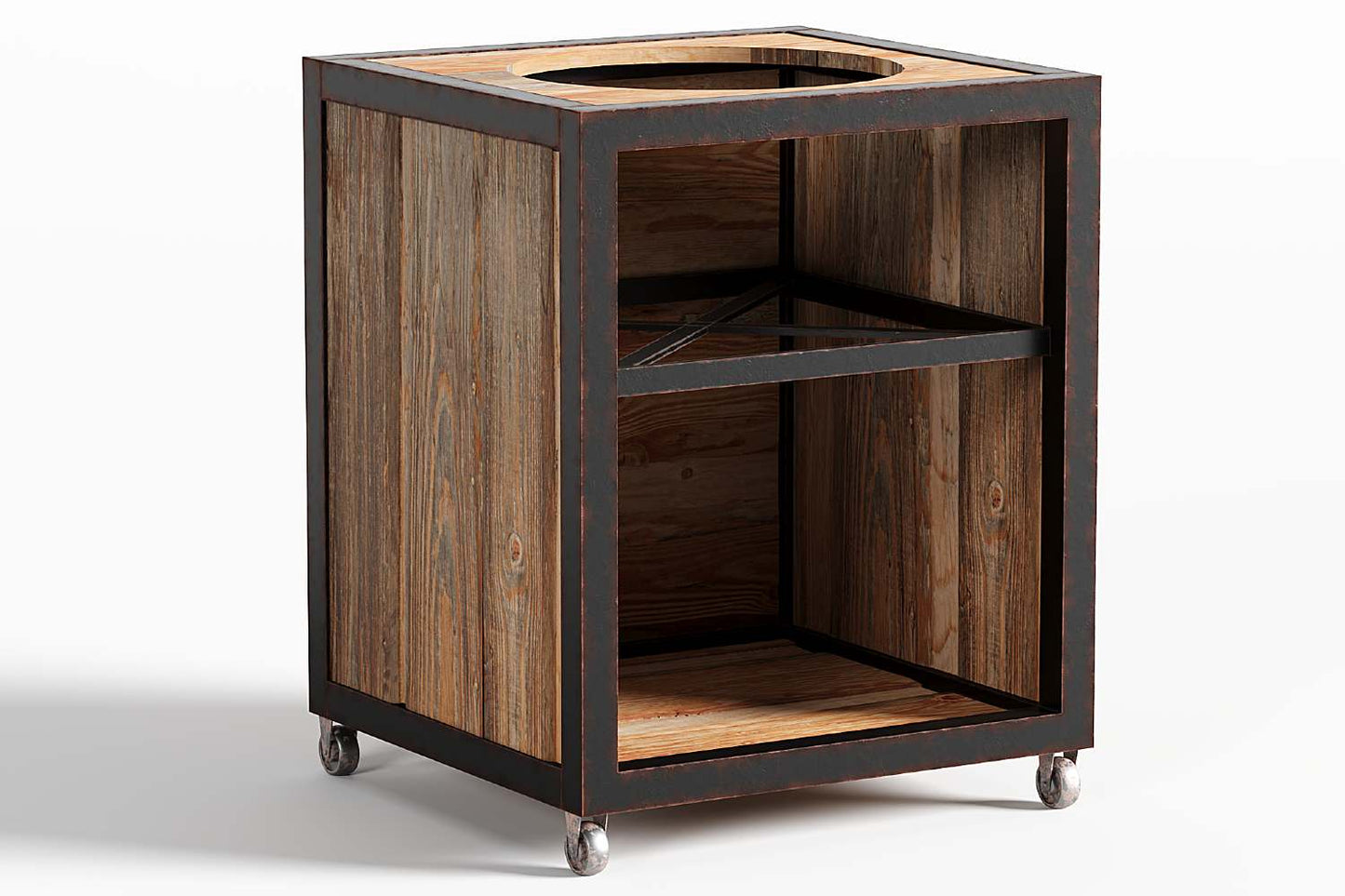 Staal en Gerecycled hout Buitenkeuken single