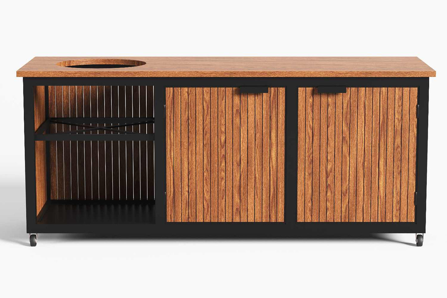 Buitenkeuken voorzien van luxe hard houten afwerking. R&A Buitenleven