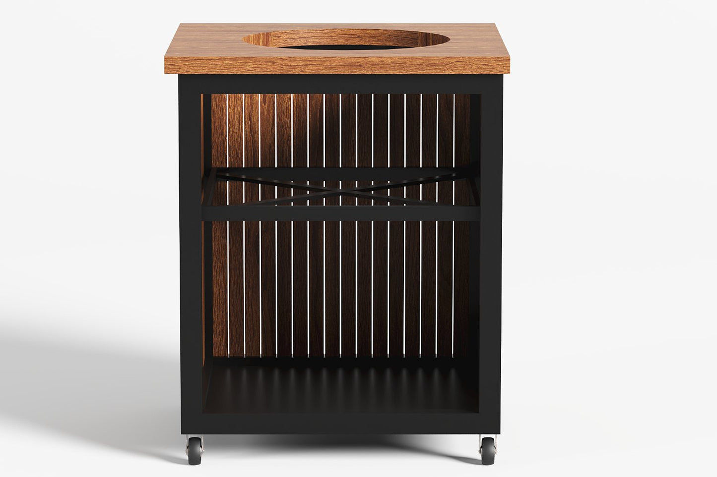 Luxe zwart stalen buitenkeuken met hardhout single