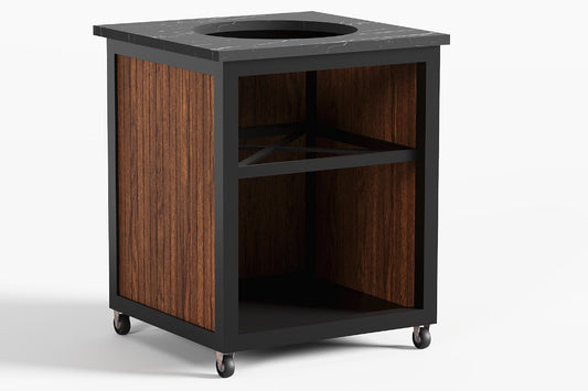 Luxe zwart stalen buitenkeuken met hardhout single