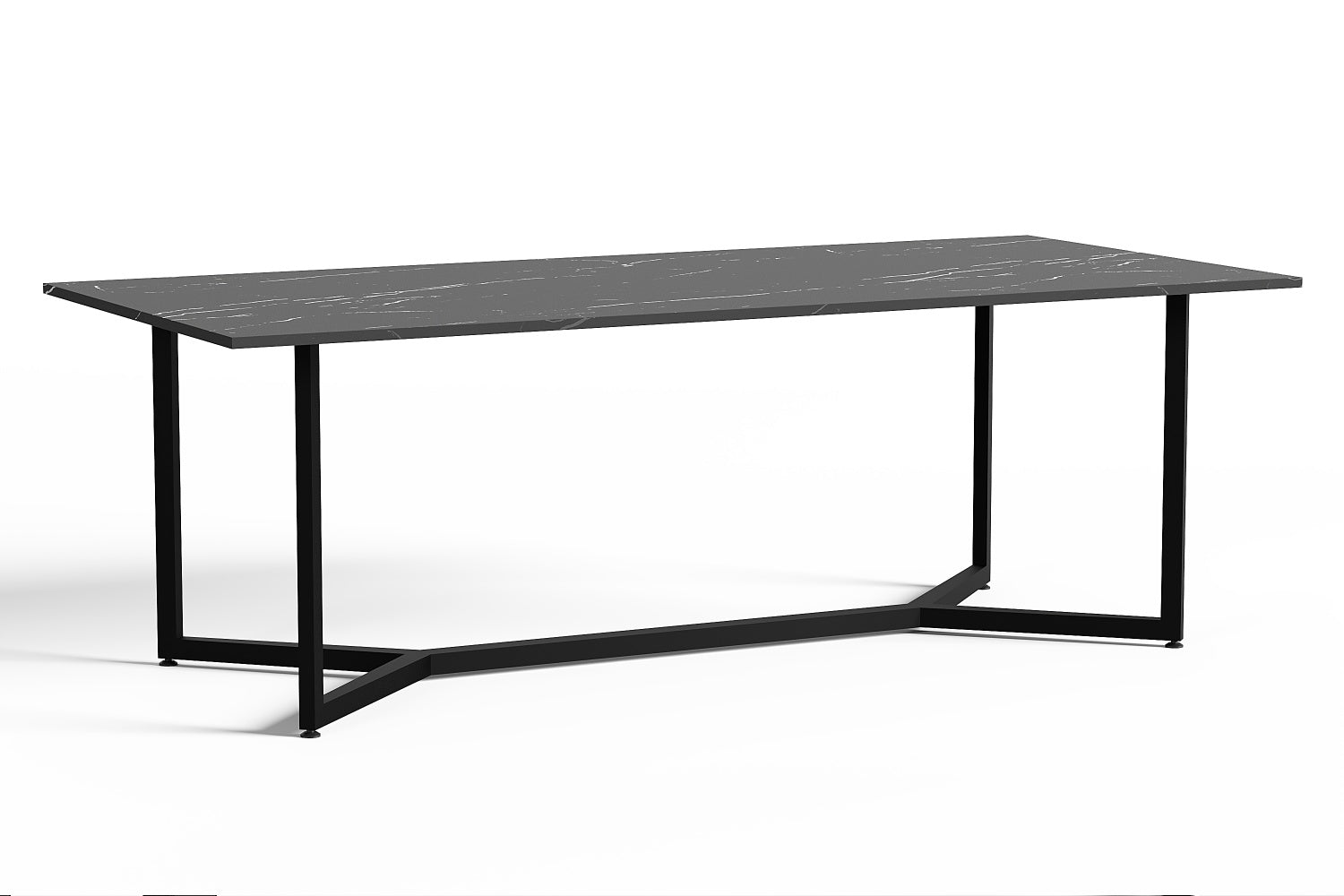 eettafel, tuintafel, tafel voor buiten voorzien van een dekton danwel keramiek blad op zwart stalen frame.